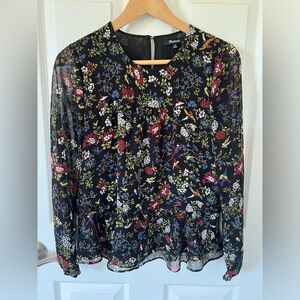 Madewell Sheer-Sleeve Ruffle Peplum top in Finch Floral